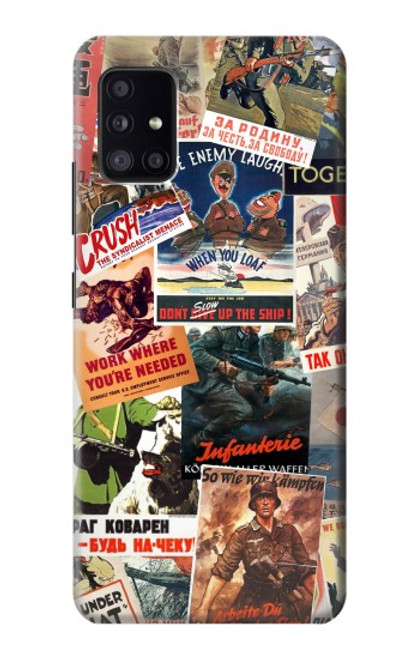 W3905 Vintage Army Poster Hülle Schutzhülle Taschen und Leder Flip für Samsung Galaxy A41