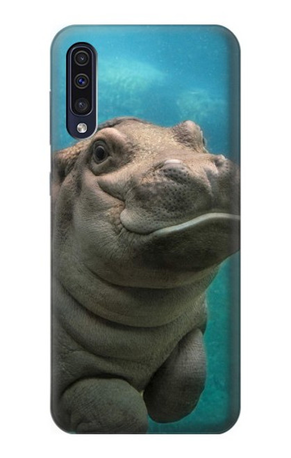 W3871 Cute Baby Hippo Hippopotamus Hülle Schutzhülle Taschen und Leder Flip für Samsung Galaxy A50