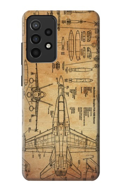 W3868 Aircraft Blueprint Old Paper Hülle Schutzhülle Taschen und Leder Flip für Samsung Galaxy A52, Galaxy A52 5G