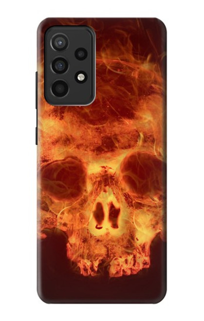 W3881 Fire Skull Hülle Schutzhülle Taschen und Leder Flip für Samsung Galaxy A52, Galaxy A52 5G