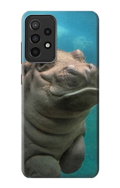 W3871 Cute Baby Hippo Hippopotamus Hülle Schutzhülle Taschen und Leder Flip für Samsung Galaxy A52s 5G