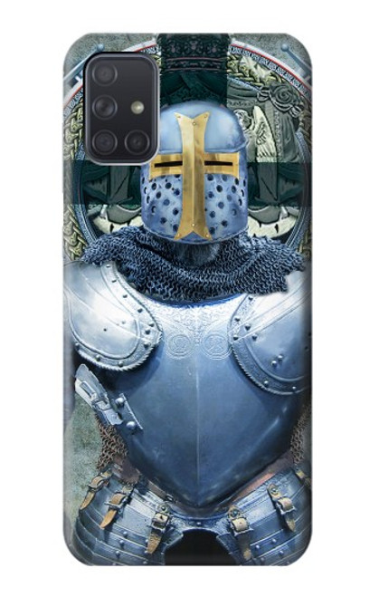 W3864 Medieval Templar Heavy Armor Knight Hülle Schutzhülle Taschen und Leder Flip für Samsung Galaxy A71 5G