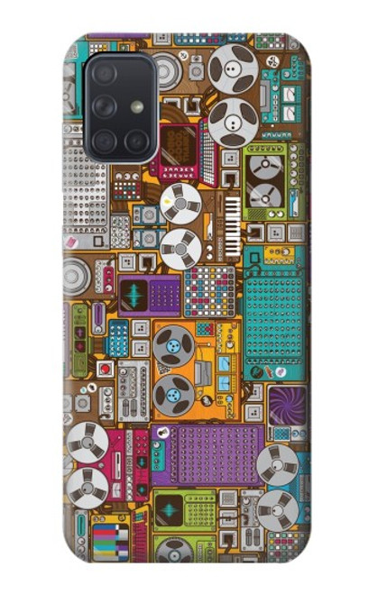 W3879 Retro Music Doodle Hülle Schutzhülle Taschen und Leder Flip für Samsung Galaxy A71 5G