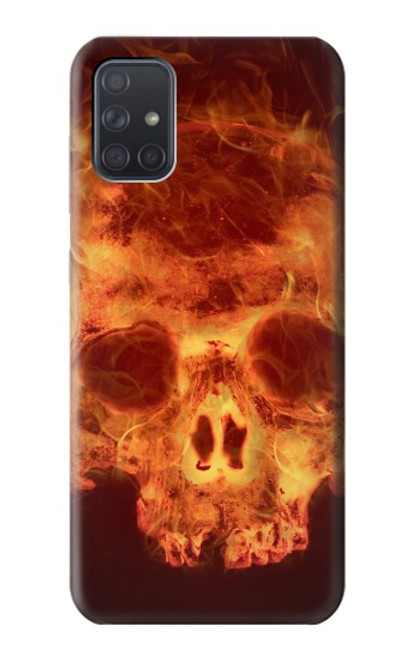 W3881 Fire Skull Hülle Schutzhülle Taschen und Leder Flip für Samsung Galaxy A71 5G