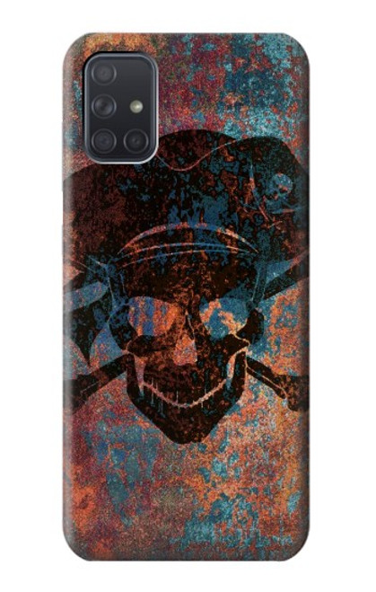 W3895 Pirate Skull Metal Hülle Schutzhülle Taschen und Leder Flip für Samsung Galaxy A71 5G