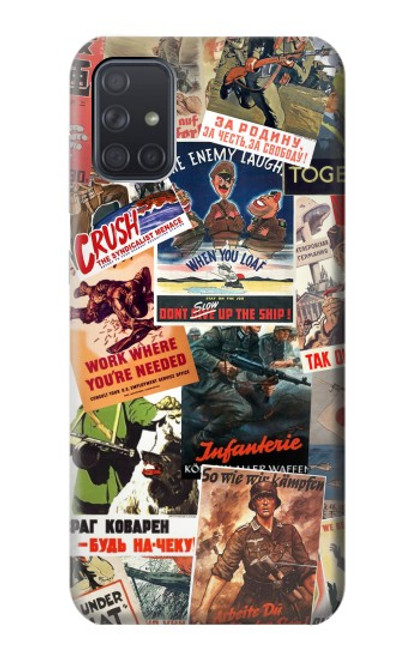 W3905 Vintage Army Poster Hülle Schutzhülle Taschen und Leder Flip für Samsung Galaxy A71 5G