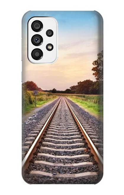 W3866 Railway Straight Train Track Hülle Schutzhülle Taschen und Leder Flip für Samsung Galaxy A73 5G
