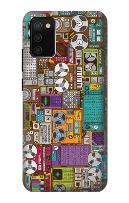 W3879 Retro Music Doodle Hülle Schutzhülle Taschen und Leder Flip für Samsung Galaxy A02s, Galaxy M02s  (NOT FIT with Galaxy A02s Verizon SM-A025V)