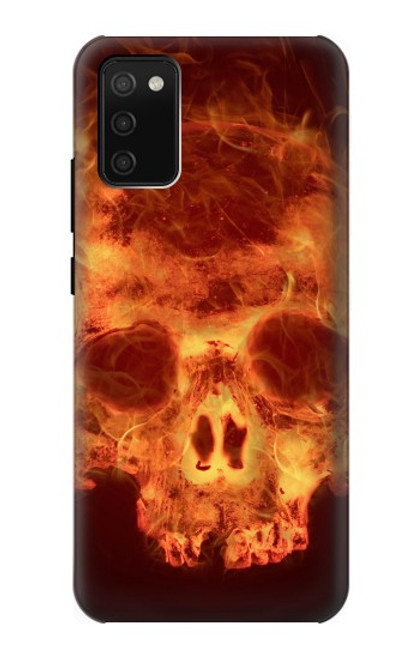 W3881 Fire Skull Hülle Schutzhülle Taschen und Leder Flip für Samsung Galaxy A02s, Galaxy M02s  (NOT FIT with Galaxy A02s Verizon SM-A025V)