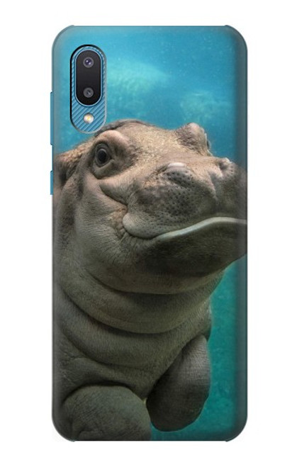 W3871 Cute Baby Hippo Hippopotamus Hülle Schutzhülle Taschen und Leder Flip für Samsung Galaxy A04, Galaxy A02, M02