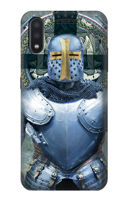 W3864 Medieval Templar Heavy Armor Knight Hülle Schutzhülle Taschen und Leder Flip für Samsung Galaxy A01