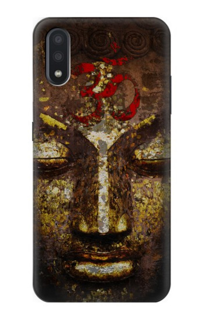 W3874 Buddha Face Ohm Symbol Hülle Schutzhülle Taschen und Leder Flip für Samsung Galaxy A01