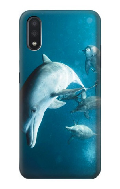 W3878 Dolphin Hülle Schutzhülle Taschen und Leder Flip für Samsung Galaxy A01