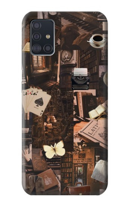 W3877 Dark Academia Hülle Schutzhülle Taschen und Leder Flip für Samsung Galaxy A51