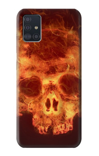 W3881 Fire Skull Hülle Schutzhülle Taschen und Leder Flip für Samsung Galaxy A51