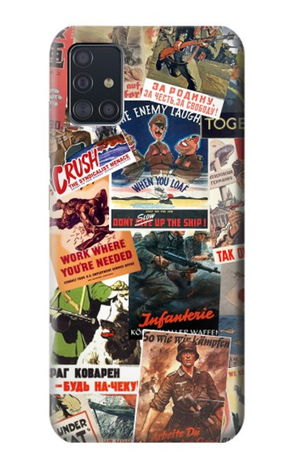 W3905 Vintage Army Poster Hülle Schutzhülle Taschen und Leder Flip für Samsung Galaxy A51
