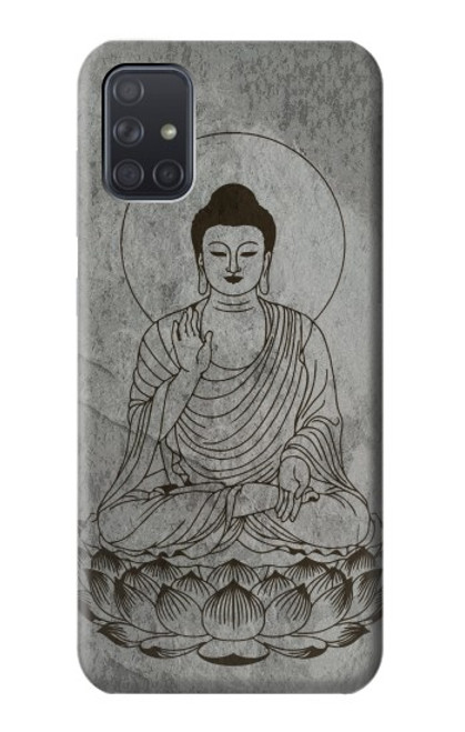 W3873 Buddha Line Art Hülle Schutzhülle Taschen und Leder Flip für Samsung Galaxy A71