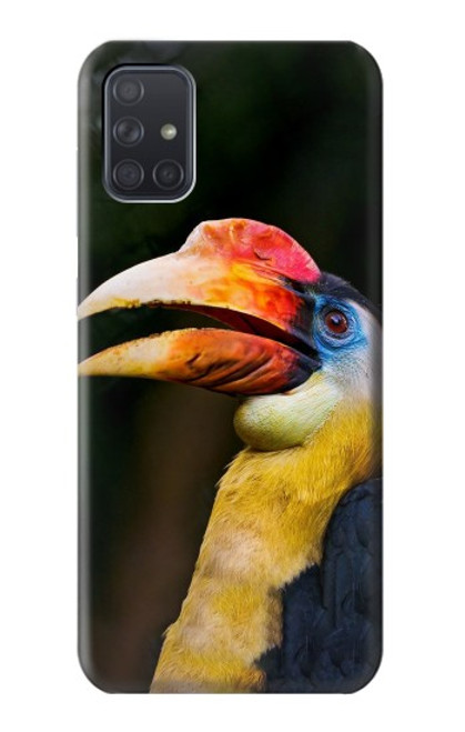 W3876 Colorful Hornbill Hülle Schutzhülle Taschen und Leder Flip für Samsung Galaxy A71