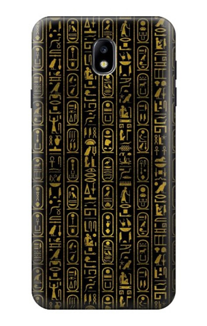 W3869 Ancient Egyptian Hieroglyphic Hülle Schutzhülle Taschen und Leder Flip für Samsung Galaxy J7 (2018), J7 Aero, J7 Top, J7 Aura, J7 Crown, J7 Refine, J7 Eon, J7 V 2nd Gen, J7 Star