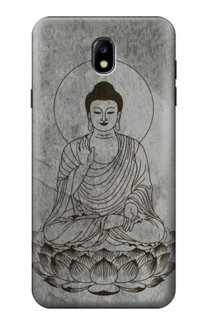 W3873 Buddha Line Art Hülle Schutzhülle Taschen und Leder Flip für Samsung Galaxy J7 (2018), J7 Aero, J7 Top, J7 Aura, J7 Crown, J7 Refine, J7 Eon, J7 V 2nd Gen, J7 Star