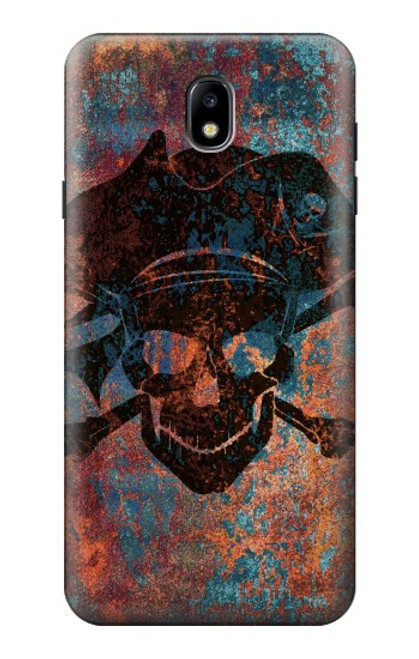 W3895 Pirate Skull Metal Hülle Schutzhülle Taschen und Leder Flip für Samsung Galaxy J7 (2018), J7 Aero, J7 Top, J7 Aura, J7 Crown, J7 Refine, J7 Eon, J7 V 2nd Gen, J7 Star