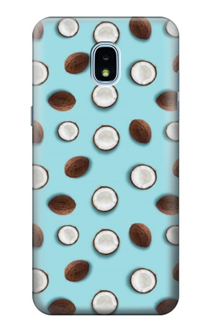 W3860 Coconut Dot Pattern Hülle Schutzhülle Taschen und Leder Flip für Samsung Galaxy J3 (2018), J3 Star, J3 V 3rd Gen, J3 Orbit, J3 Achieve, Express Prime 3, Amp Prime 3