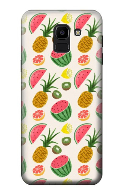 W3883 Fruit Pattern Hülle Schutzhülle Taschen und Leder Flip für Samsung Galaxy J6 (2018)