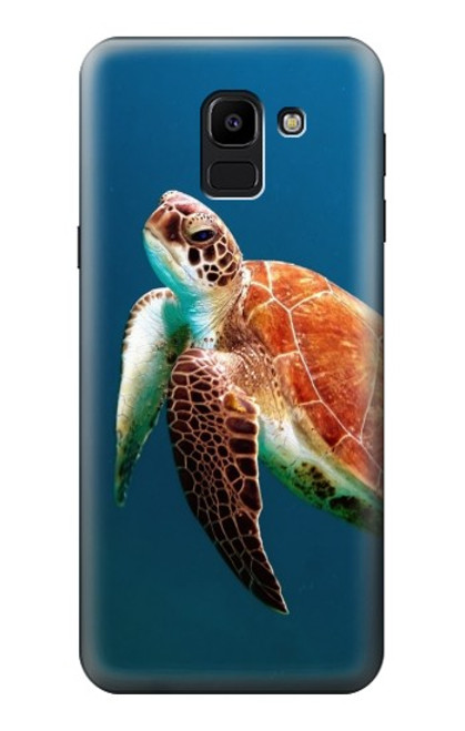 W3899 Sea Turtle Hülle Schutzhülle Taschen und Leder Flip für Samsung Galaxy J6 (2018)