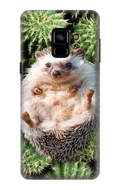 W3863 Pygmy Hedgehog Dwarf Hedgehog Paint Hülle Schutzhülle Taschen und Leder Flip für Samsung Galaxy A8 (2018)