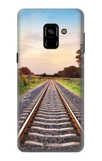 W3866 Railway Straight Train Track Hülle Schutzhülle Taschen und Leder Flip für Samsung Galaxy A8 (2018)