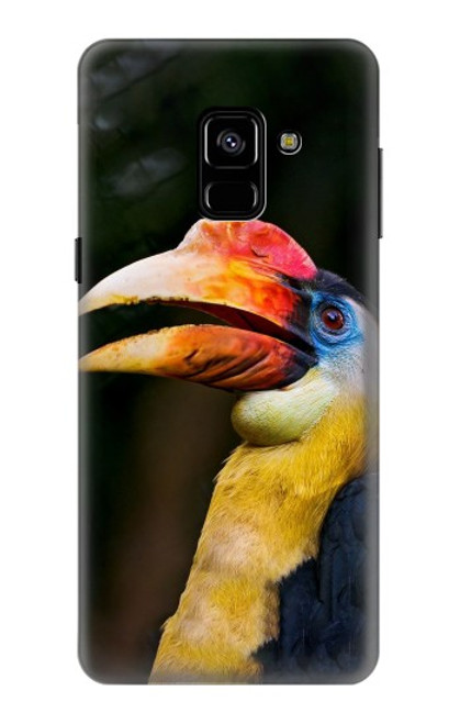 W3876 Colorful Hornbill Hülle Schutzhülle Taschen und Leder Flip für Samsung Galaxy A8 (2018)