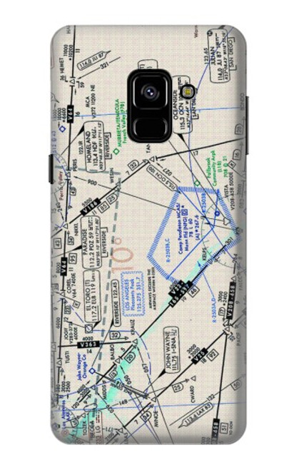 W3882 Flying Enroute Chart Hülle Schutzhülle Taschen und Leder Flip für Samsung Galaxy A8 (2018)