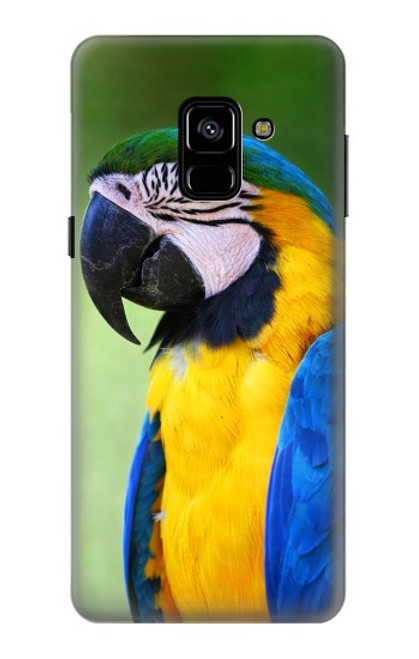 W3888 Macaw Face Bird Hülle Schutzhülle Taschen und Leder Flip für Samsung Galaxy A8 (2018)