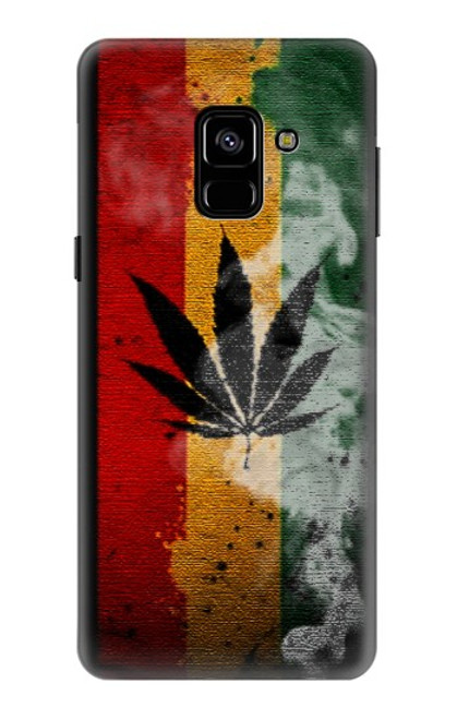 W3890 Reggae Rasta Flag Smoke Hülle Schutzhülle Taschen und Leder Flip für Samsung Galaxy A8 (2018)