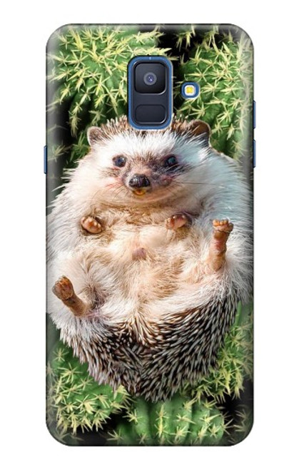 W3863 Pygmy Hedgehog Dwarf Hedgehog Paint Hülle Schutzhülle Taschen und Leder Flip für Samsung Galaxy A6 (2018)