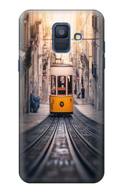 W3867 Trams in Lisbon Hülle Schutzhülle Taschen und Leder Flip für Samsung Galaxy A6 (2018)