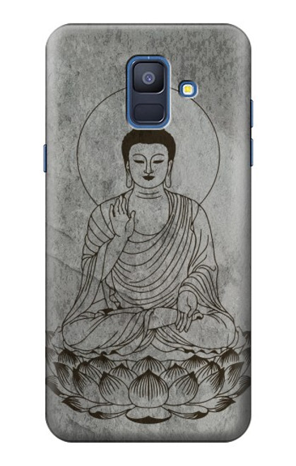 W3873 Buddha Line Art Hülle Schutzhülle Taschen und Leder Flip für Samsung Galaxy A6 (2018)