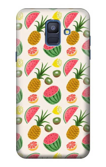 W3883 Fruit Pattern Hülle Schutzhülle Taschen und Leder Flip für Samsung Galaxy A6 (2018)