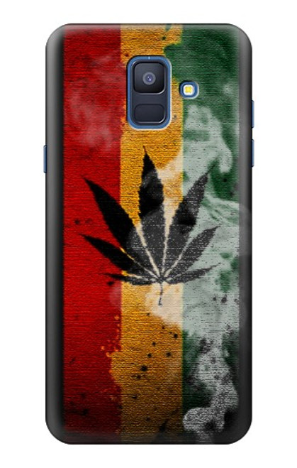 W3890 Reggae Rasta Flag Smoke Hülle Schutzhülle Taschen und Leder Flip für Samsung Galaxy A6 (2018)