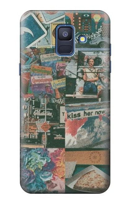 W3909 Vintage Poster Hülle Schutzhülle Taschen und Leder Flip für Samsung Galaxy A6 (2018)