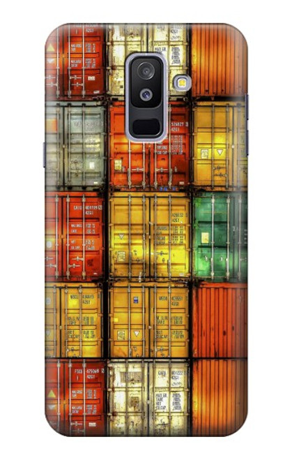 W3861 Colorful Container Block Hülle Schutzhülle Taschen und Leder Flip für Samsung Galaxy A6+ (2018), J8 Plus 2018, A6 Plus 2018