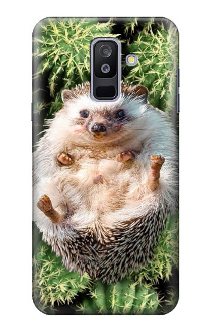 W3863 Pygmy Hedgehog Dwarf Hedgehog Paint Hülle Schutzhülle Taschen und Leder Flip für Samsung Galaxy A6+ (2018), J8 Plus 2018, A6 Plus 2018