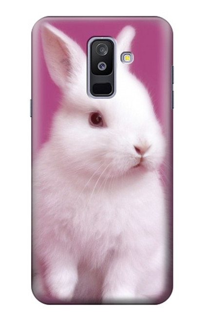 W3870 Cute Baby Bunny Hülle Schutzhülle Taschen und Leder Flip für Samsung Galaxy A6+ (2018), J8 Plus 2018, A6 Plus 2018