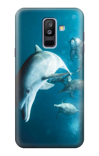 W3878 Dolphin Hülle Schutzhülle Taschen und Leder Flip für Samsung Galaxy A6+ (2018), J8 Plus 2018, A6 Plus 2018