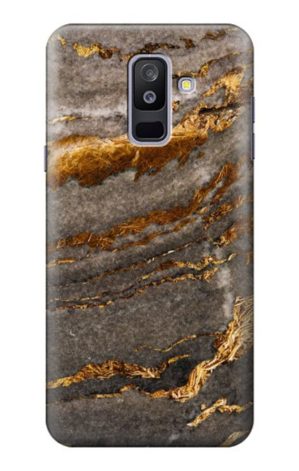 W3886 Gray Marble Rock Hülle Schutzhülle Taschen und Leder Flip für Samsung Galaxy A6+ (2018), J8 Plus 2018, A6 Plus 2018