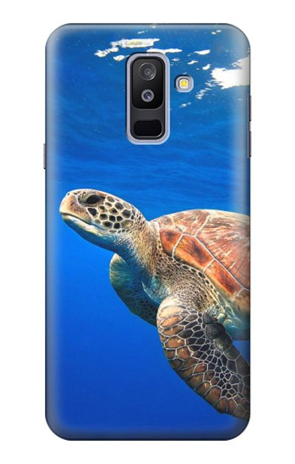 W3898 Sea Turtle Hülle Schutzhülle Taschen und Leder Flip für Samsung Galaxy A6+ (2018), J8 Plus 2018, A6 Plus 2018