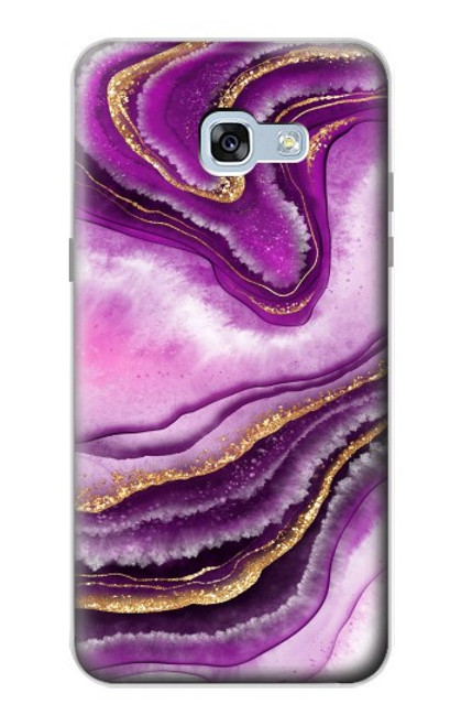 W3896 Purple Marble Gold Streaks Hülle Schutzhülle Taschen und Leder Flip für Samsung Galaxy A5 (2017)
