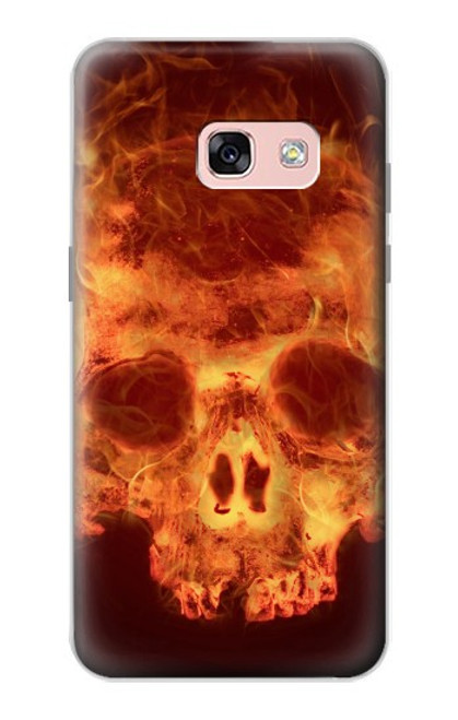 W3881 Fire Skull Hülle Schutzhülle Taschen und Leder Flip für Samsung Galaxy A3 (2017)