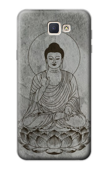 W3873 Buddha Line Art Hülle Schutzhülle Taschen und Leder Flip für Samsung Galaxy J7 Prime (SM-G610F)