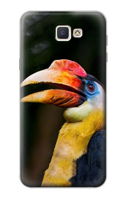 W3876 Colorful Hornbill Hülle Schutzhülle Taschen und Leder Flip für Samsung Galaxy J7 Prime (SM-G610F)
